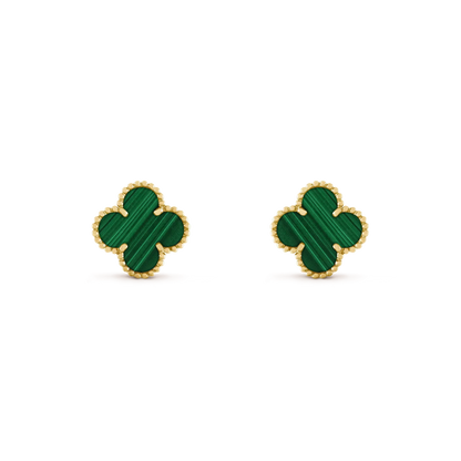 [Lumi Jewelry]CLOVER MEDIUM 1 MOTIFS MALACHITE  EARRINGS