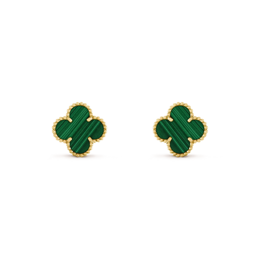 [Lumi Jewelry]CLOVER MEDIUM 1 MOTIFS MALACHITE  EARRINGS
