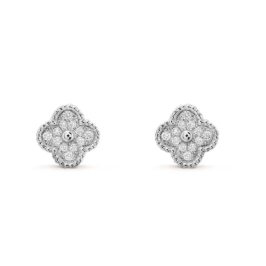 [Lumi Jewelry]CLOVER MINI DIAMOND STUD EARRINGS