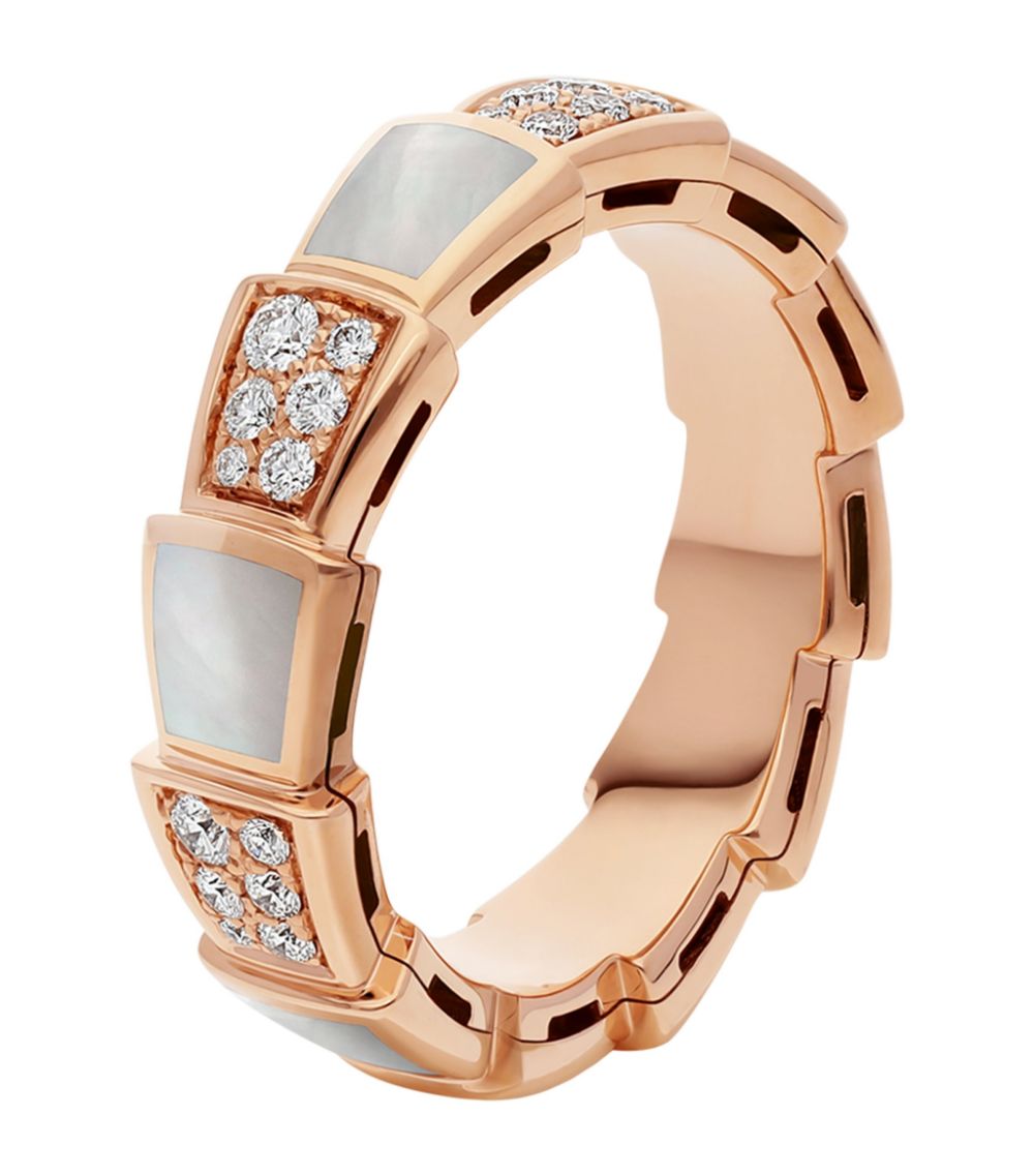 [Lumi Jewelry]SERPENTI RING PINK GOLD MOP DIAMOND PAVED 4MM