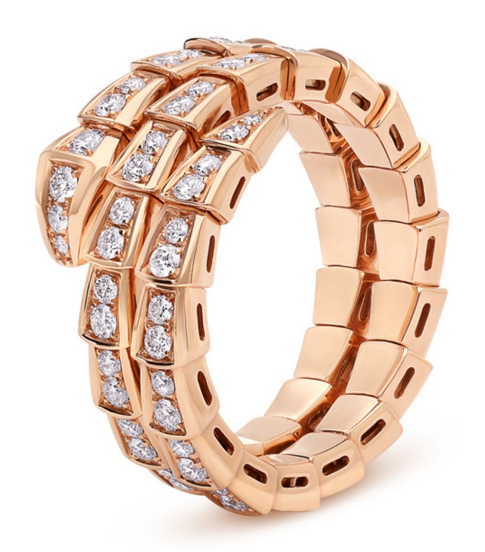 [Lumi Jewelry]SERPENTI RING PINK GOLD DIAMOND DOUBLE ROW