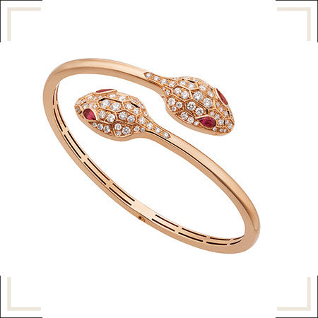 [Lumi Jewelry]SERPENTI BRACELET PINK GOLD DIAMOND DOUBLE SNAKE