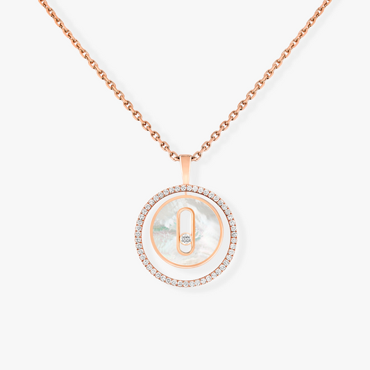 [Lumi Jewelery]LUCKY MOVE 1 DIAMOND WHITE MOTHER OF PEARL PINK GOLD DIAMOND NECKLACE