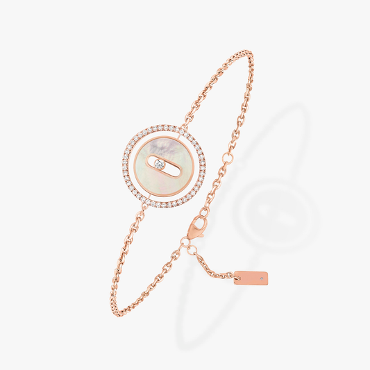 [Lumi Jewelery]LUCKY MOVE WHITE MOTHER OF PEARL PINK GOLD DIAMOND BRACELET
