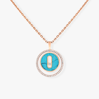 [Lumi Jewelery]LUCKY MOVE 1 DIAMOND TURQUOISE PINK GOLD DIAMOND NECKLACE