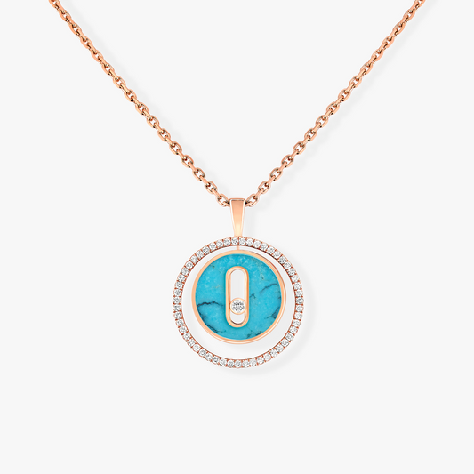 [Lumi Jewelery]LUCKY MOVE 1 DIAMOND TURQUOISE PINK GOLD DIAMOND NECKLACE
