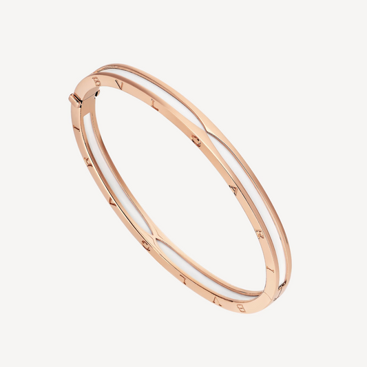[Lumi Jewelry]ZERO 1 PINK GOLD WITH WHITE CERAMIC BRACELET