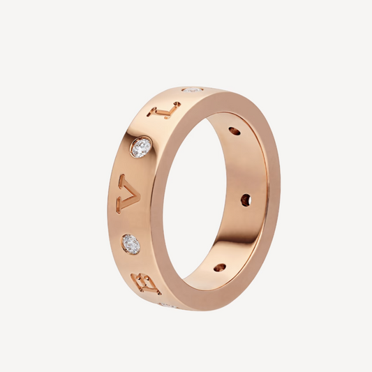 [Lumi Jewelry]ZERO 1 ESSENTIAL PINK GOLD BAND WITH DIAMONDS RING