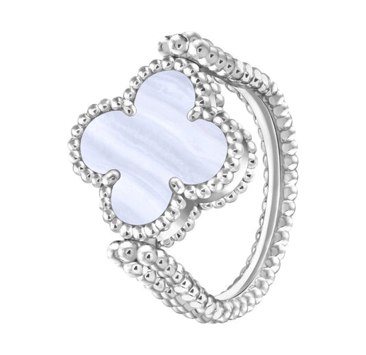 [Lumi Jewelry]CLOVER RIVERSIBLE PURPLE CHALCEDONY RING