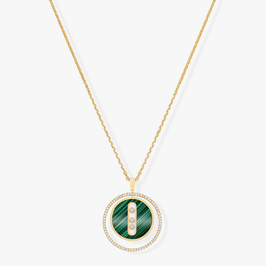 [Lumi Jewelery]LUCKY MOVE 3 DIAMOND MALACHITE GOLD DIAMOND NECKLACE