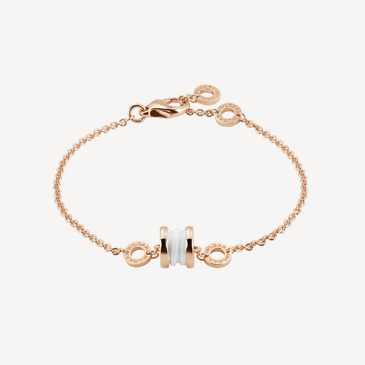 [Lumi Jewelry]ZERO 1 SOFT PINK GOLD AND WHITE CERAMIC BRACELET