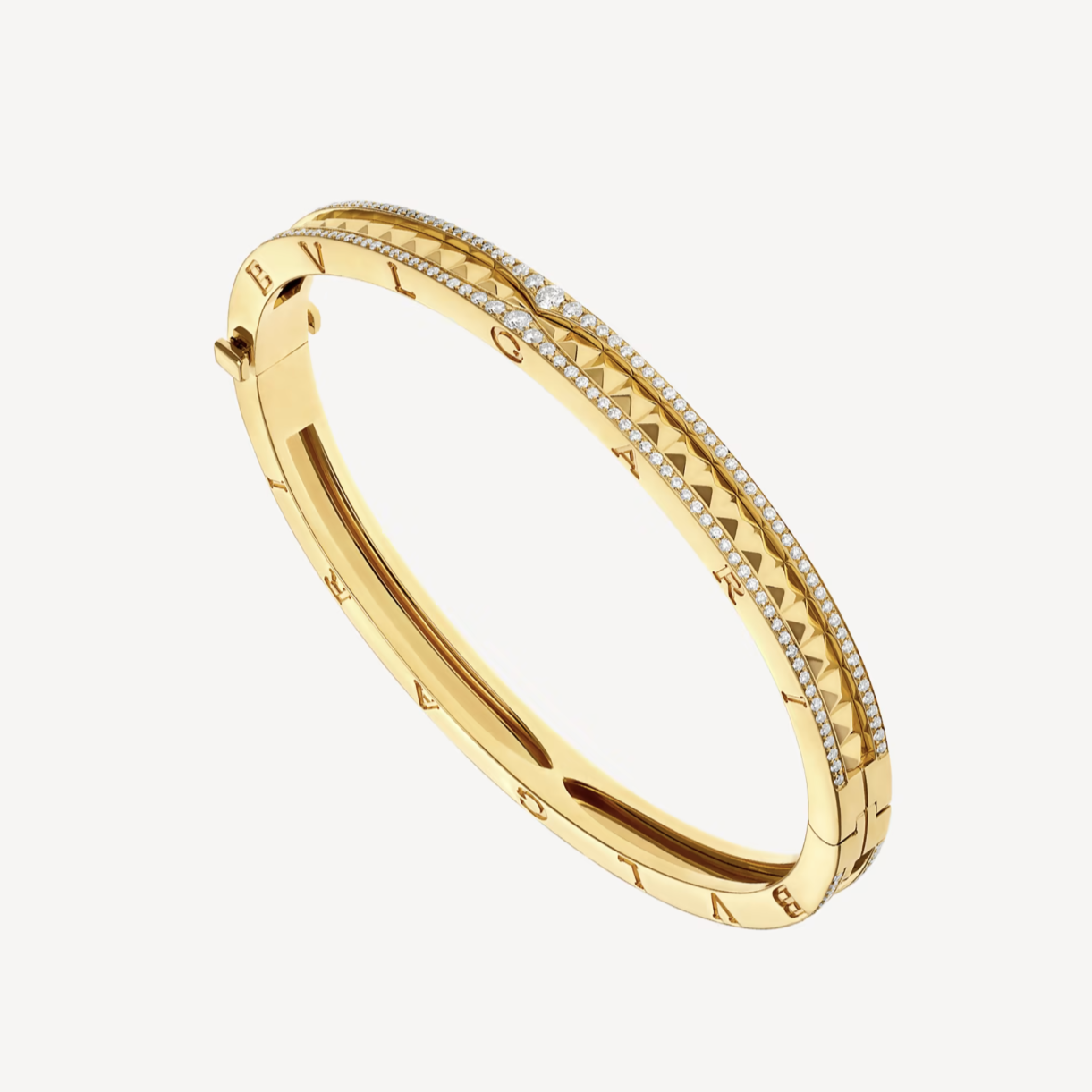 [Lumi Jewelry]ZERO 1 SPIRAL AND PAVED DIAMOND GOLD BRACELET