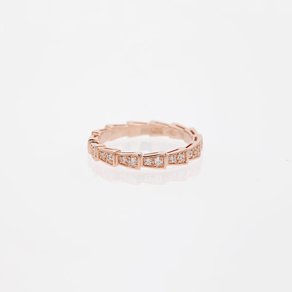 [Lumi Jewelry]SERPENTI RING PINK GOLD DIAMOND PAVED 3MM