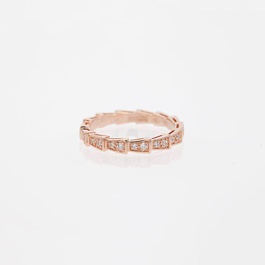 [Lumi Jewelry]SERPENTI RING PINK GOLD DIAMOND PAVED 3MM