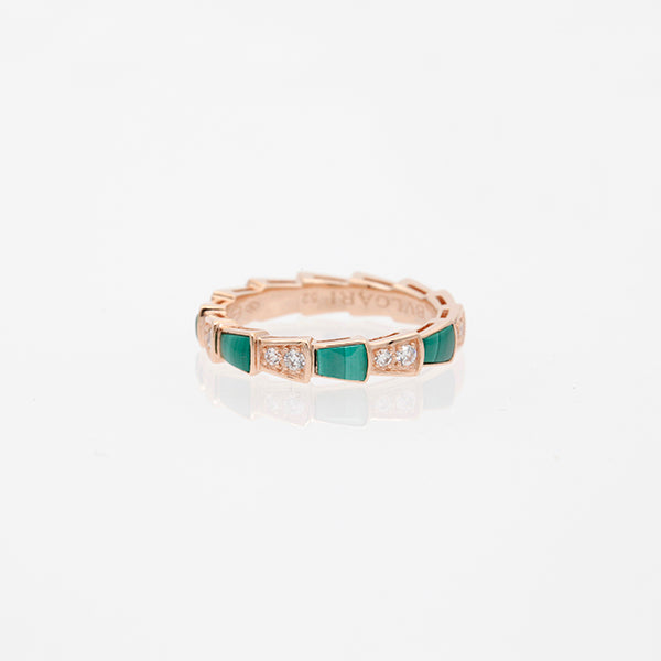 [Lumi Jewelry]SERPENTI RING PINK GOLD MALACHITE DIAMOND 3MM