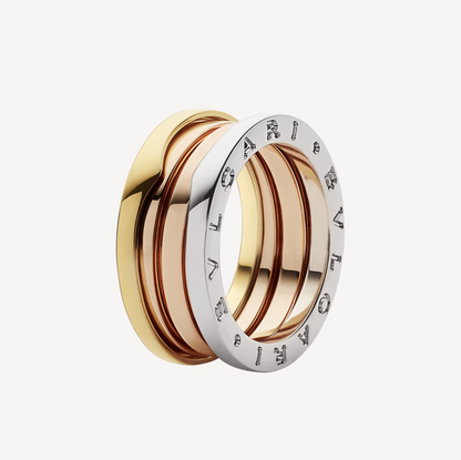 [Lumi Jewelry]ZERO 1 THREE-BAND ROSE WHITE AND YELLOW RING