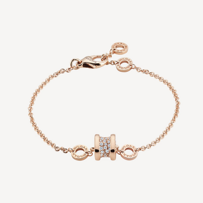 [Lumi Jewelry]ZERO 1 SOFT PINK GOLD WITH PAVED DIAMONDS ON THE SPIRAL BRACELET
