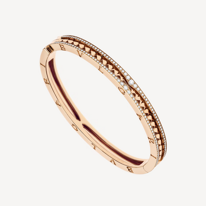 [Lumi Jewelry]ZERO 1 SPIRAL AND PAVED DIAMOND PINK GOLD BRACELET