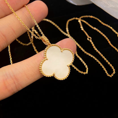 [Lumi Jewelry]CLOVER 25MM MOP LARGE PENDANT NECKLACE
