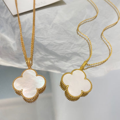 [Lumi Jewelry]CLOVER 25MM MOP LARGE PENDANT NECKLACE