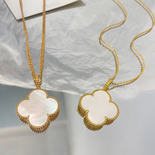 [Lumi Jewelry]CLOVER 25MM MOP LARGE PENDANT NECKLACE