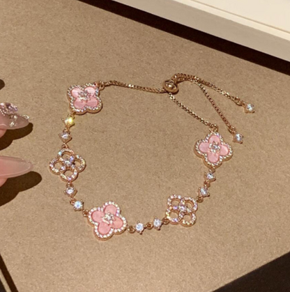 [Lumi Jewelry]CLOVER 5 MOTIF PINK BLUE RED WHITE BRACELET