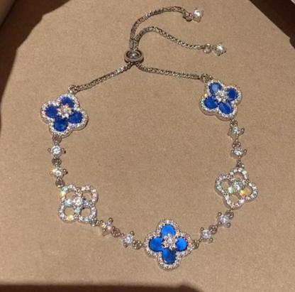 [Lumi Jewelry]CLOVER 5 MOTIF PINK BLUE RED WHITE BRACELET