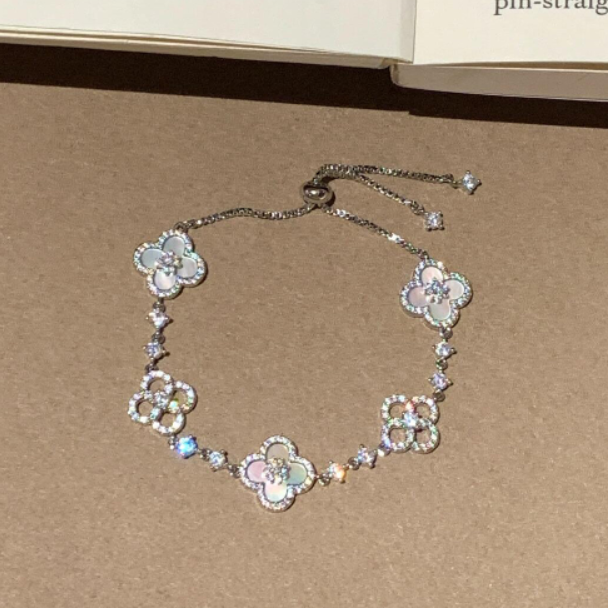 [Lumi Jewelry]CLOVER 5 MOTIF PINK BLUE RED WHITE BRACELET