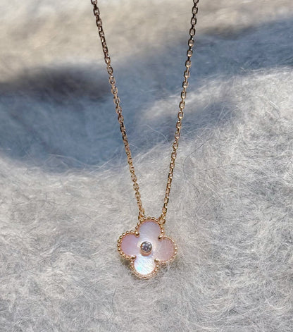 [Lumi Jewelry]2025 CHRISTMAS CLOVER 15MM DIAMOND RHODONITE NECKLACE
