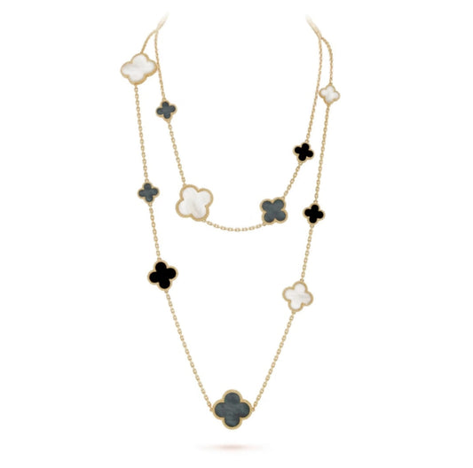 [Lumi Jewelry]CLOVER 16 MOTIF WHITE NECKLACE