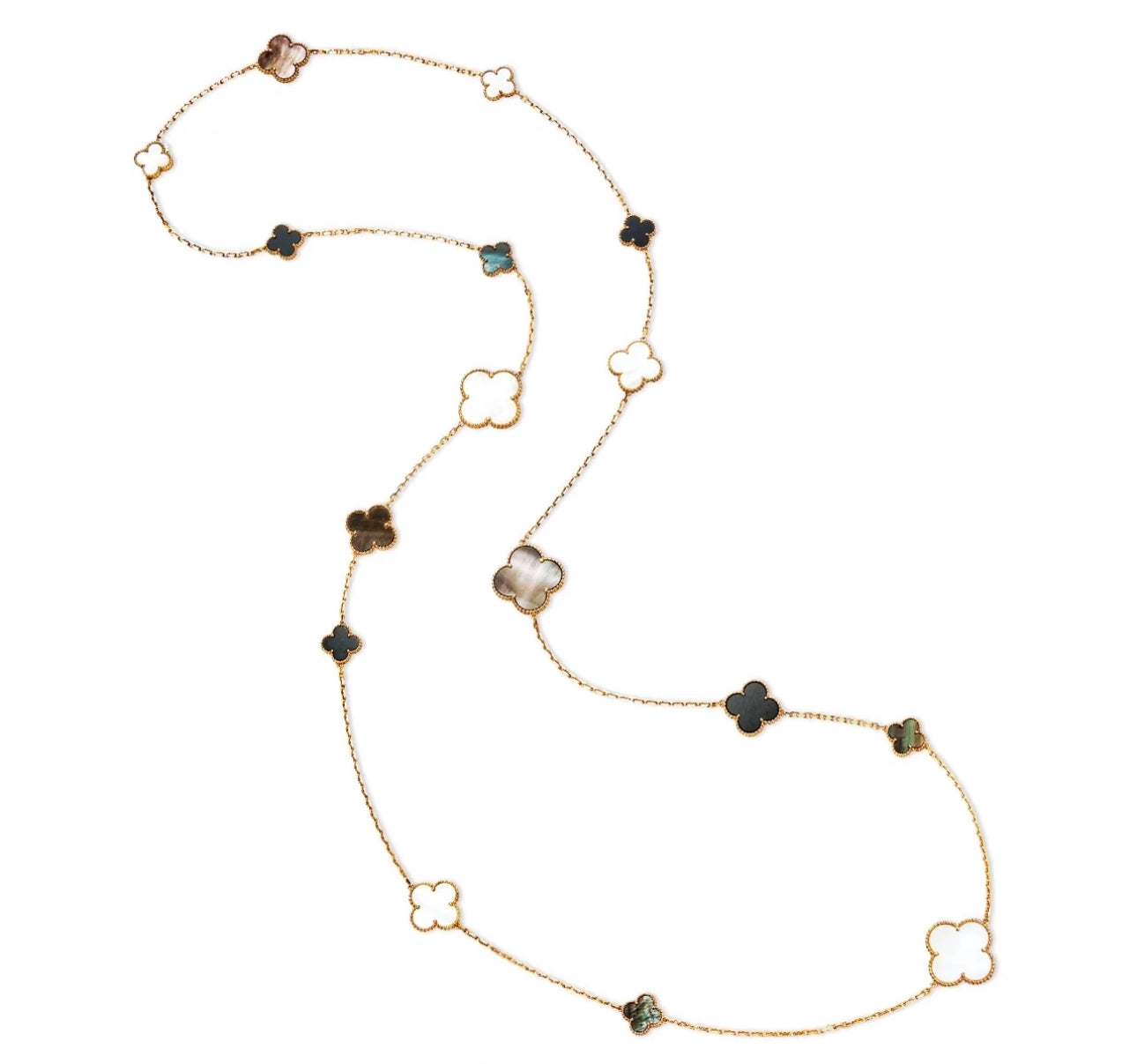 [Lumi Jewelry]CLOVER 16 MOTIF WHITE NECKLACE