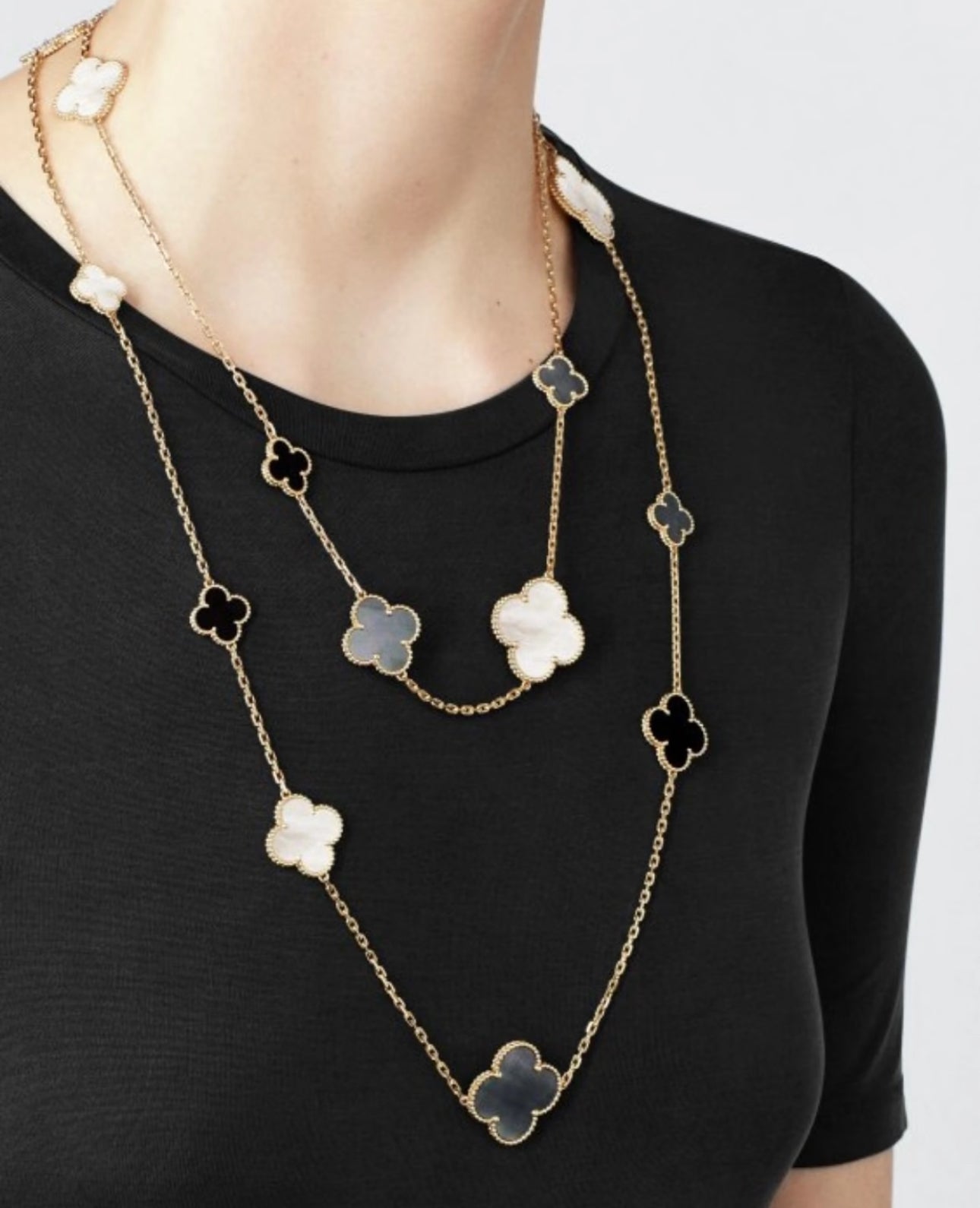 [Lumi Jewelry]CLOVER 16 MOTIF WHITE NECKLACE