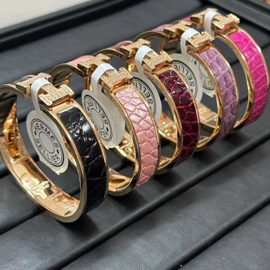 [Lumi Jewellery]New H Full Diamond Bracelet, Luxury Premium Version, Genuine Crocodile Leather1