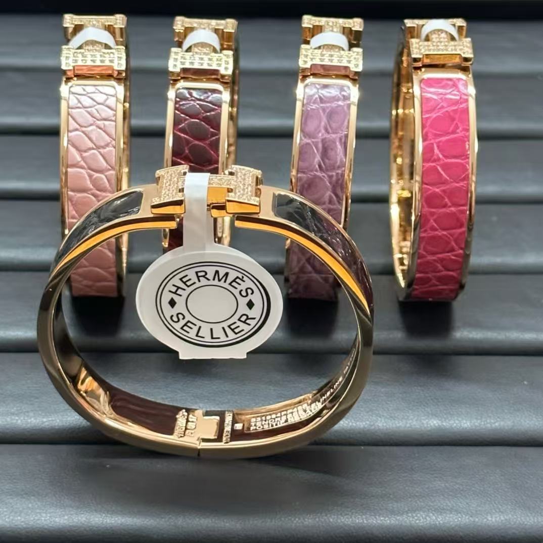 [Lumi Jewellery]New H Full Diamond Bracelet, Luxury Premium Version, Genuine Crocodile Leather1