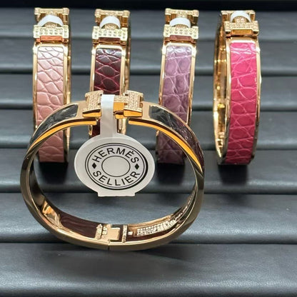 [Lumi Jewellery]New H Full Diamond Bracelet, Luxury Premium Version, Genuine Crocodile Leather1
