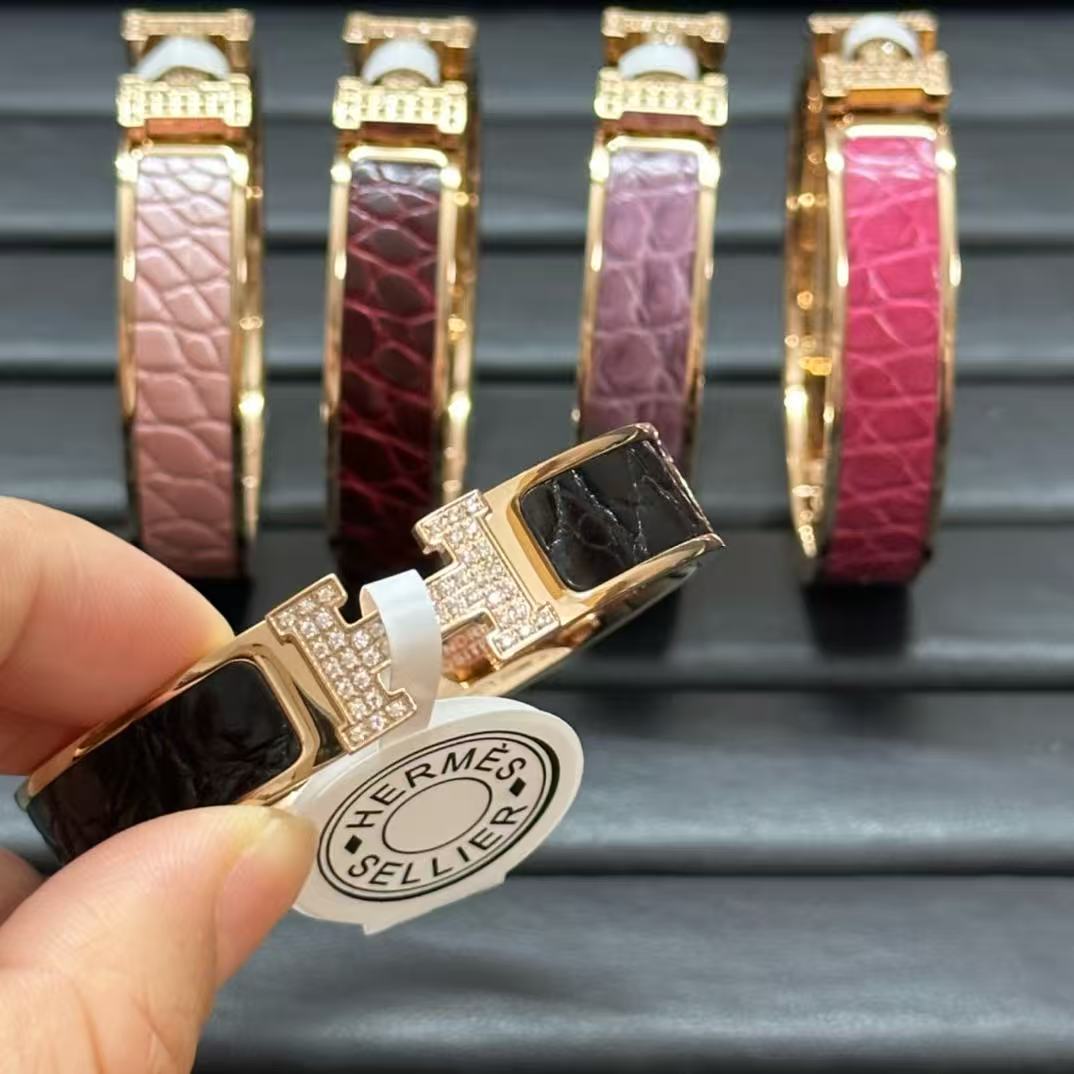 [Lumi Jewellery]New H Full Diamond Bracelet, Luxury Premium Version, Genuine Crocodile Leather1