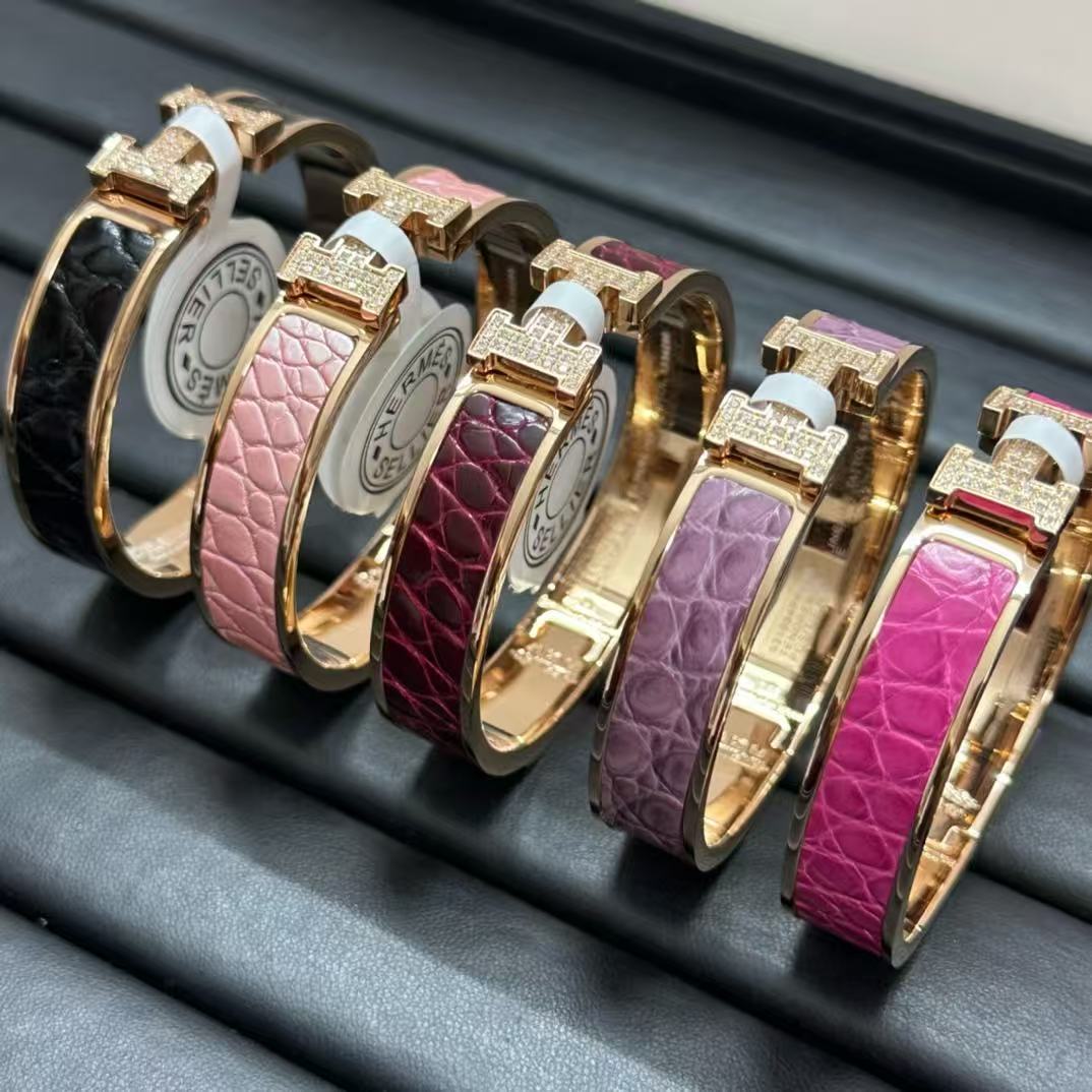 [Lumi Jewellery]New H Full Diamond Bracelet, Luxury Premium Version, Genuine Crocodile Leather1