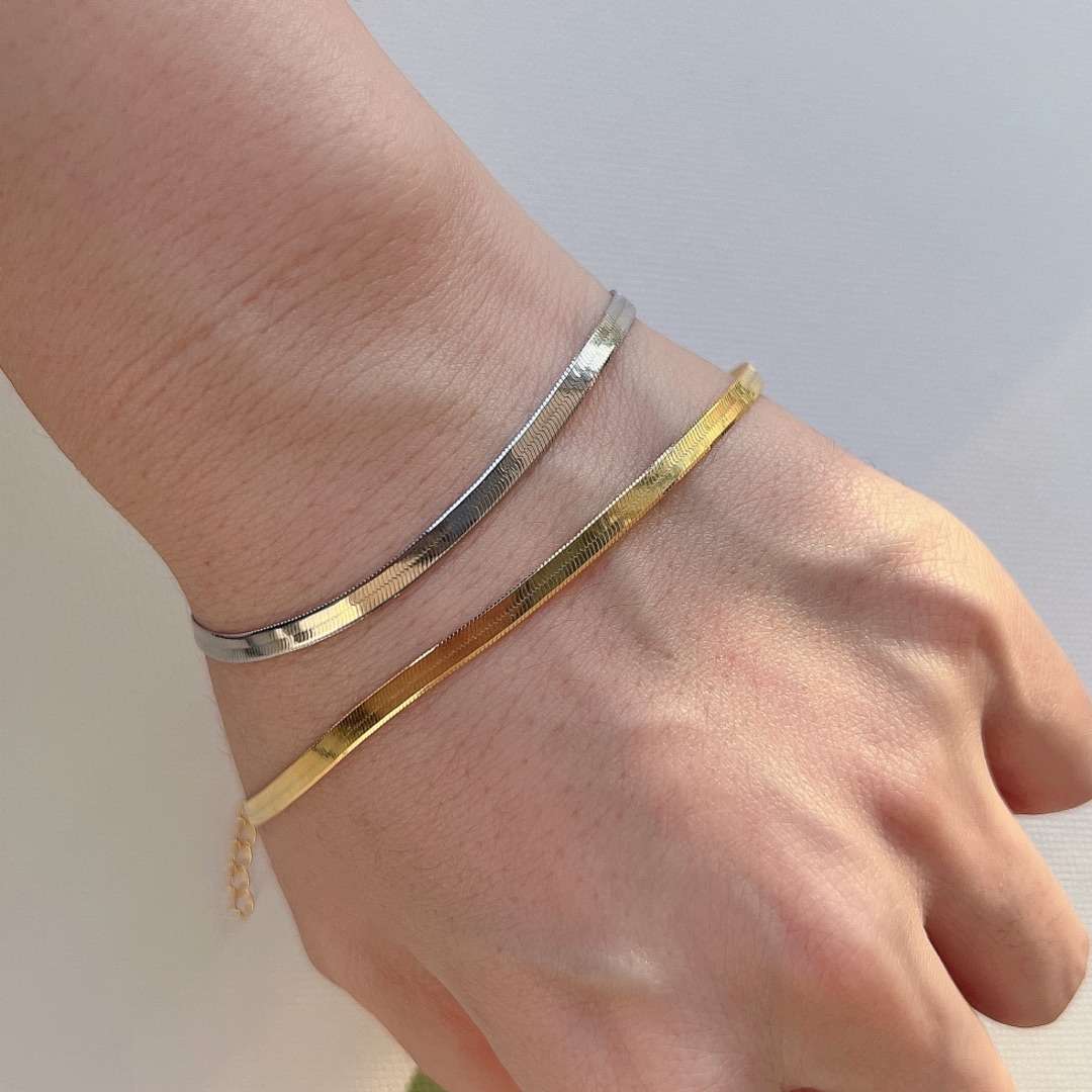 [Lumi Jewelry]Flat Snake Bone Chain Blade Necklace