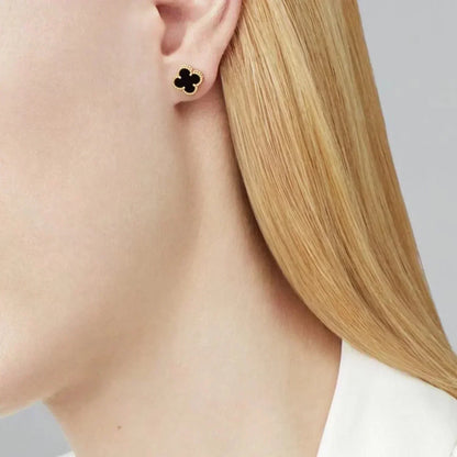 [Lumi Jewelry]CLOVER MINI 9.5MM BLACK MOP EARRINGS