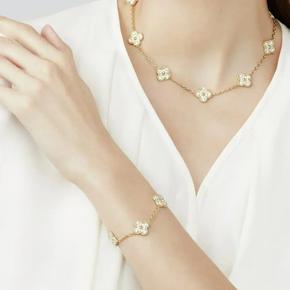 [Lumi Jewelry]CLOVER 5 MOTIFS  FULL DIAMOND BRACELET