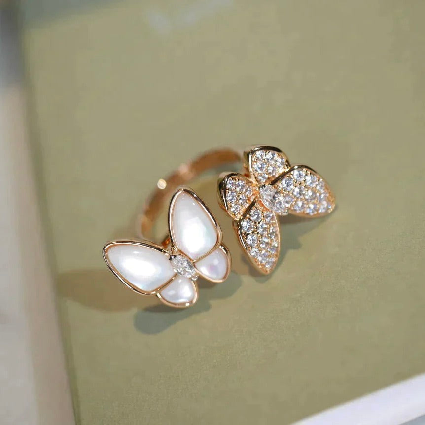 [Lumi Jewelry]TWIN BUTTERFLY DIAMOND MOP RING