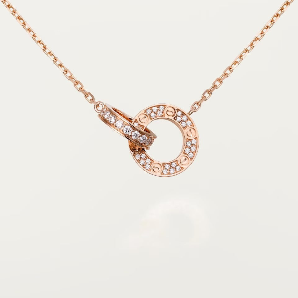 [Lumi Jewelry]LOVE  FULL DIAMOND PENDANT NECKLACE
