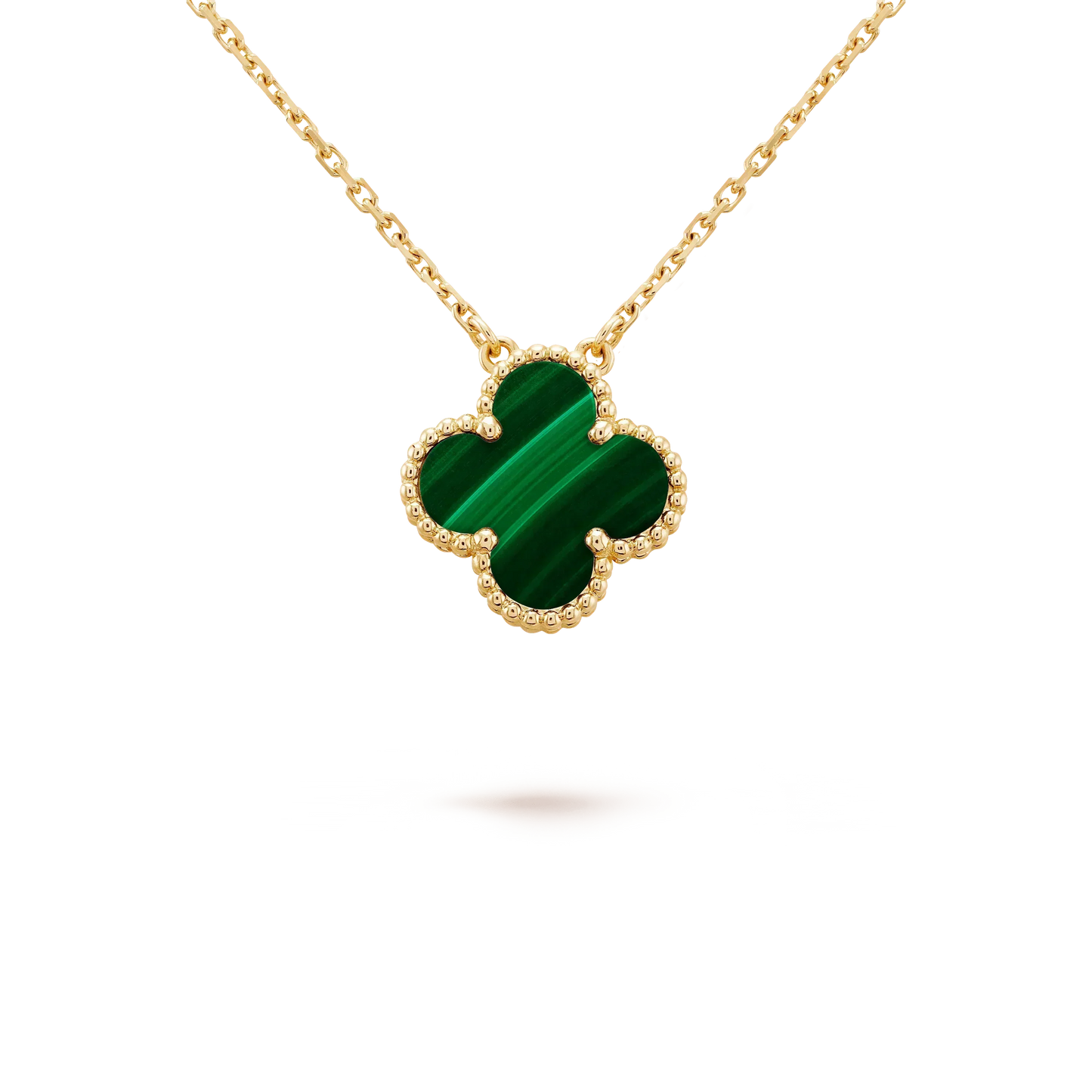[Lumi Jewelry]CLOVER 15MM MALACHITE SINGLE FLOWER  NECKLACE