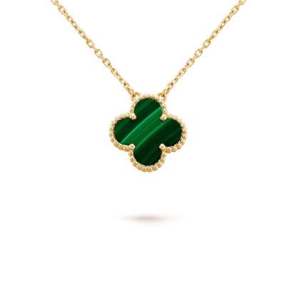 [Lumi Jewelry]CLOVER 15MM MALACHITE SINGLE FLOWER  NECKLACE