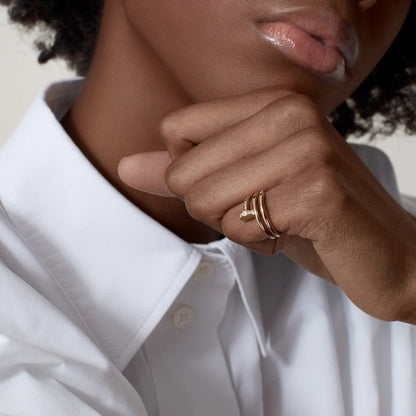 [Lumi Jewelry]JUSTE RING 4.8MM HALF DIAMOND
