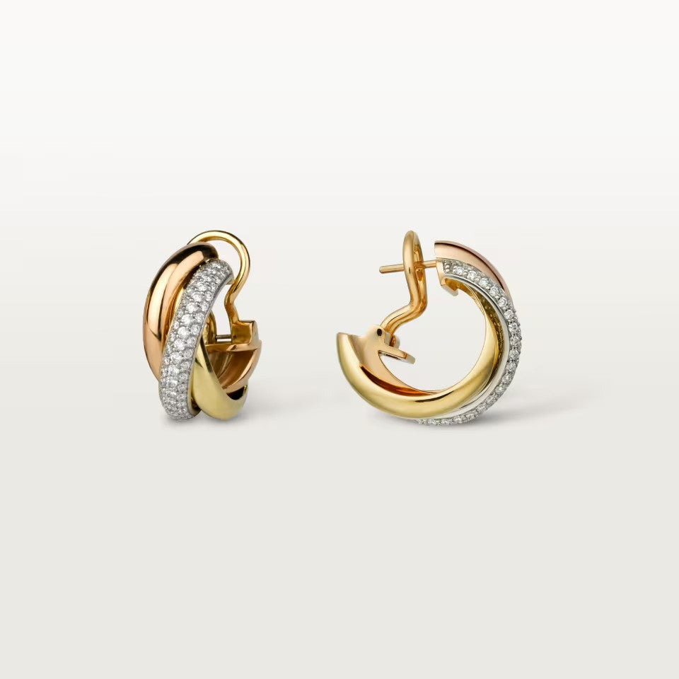 [Lumi Jewelry]TRINITY HALF DIAMOND  CLASSIC EARRINGS