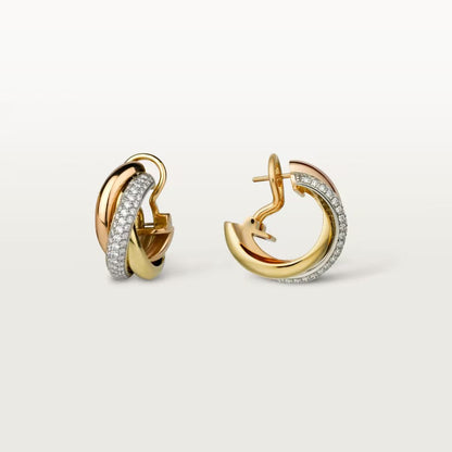 [Lumi Jewelry]TRINITY HALF DIAMOND  CLASSIC EARRINGS