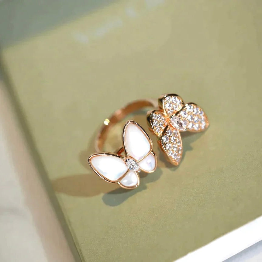 [Lumi Jewelry]TWIN BUTTERFLY DIAMOND MOP RING
