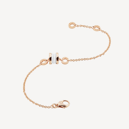 [Lumi Jewelry]ZERO 1 SOFT PINK GOLD AND WHITE CERAMIC BRACELET