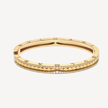 [Lumi Jewelry]ZERO 1 SPIRAL AND PAVED DIAMOND GOLD BRACELET